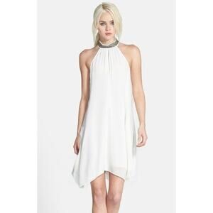 Tildon Embellished Keyhole Halter Dress - S White